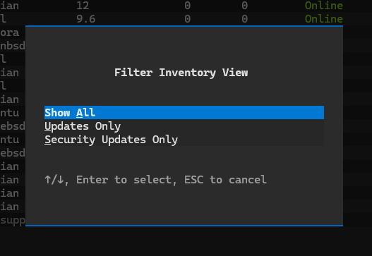 Example of Exosphere TUI Filter Prompt