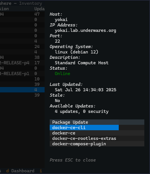 Example of Exosphere TUI Host Details