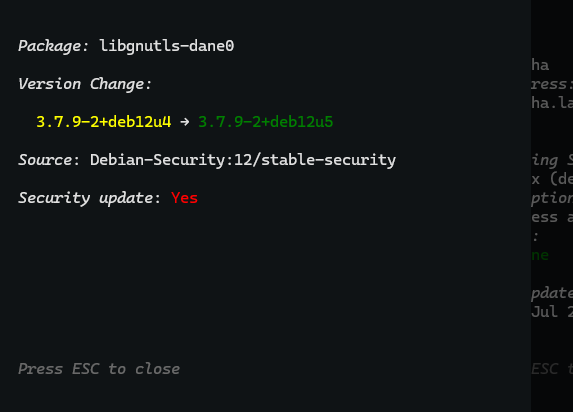 Example of Exosphere TUI Update Details