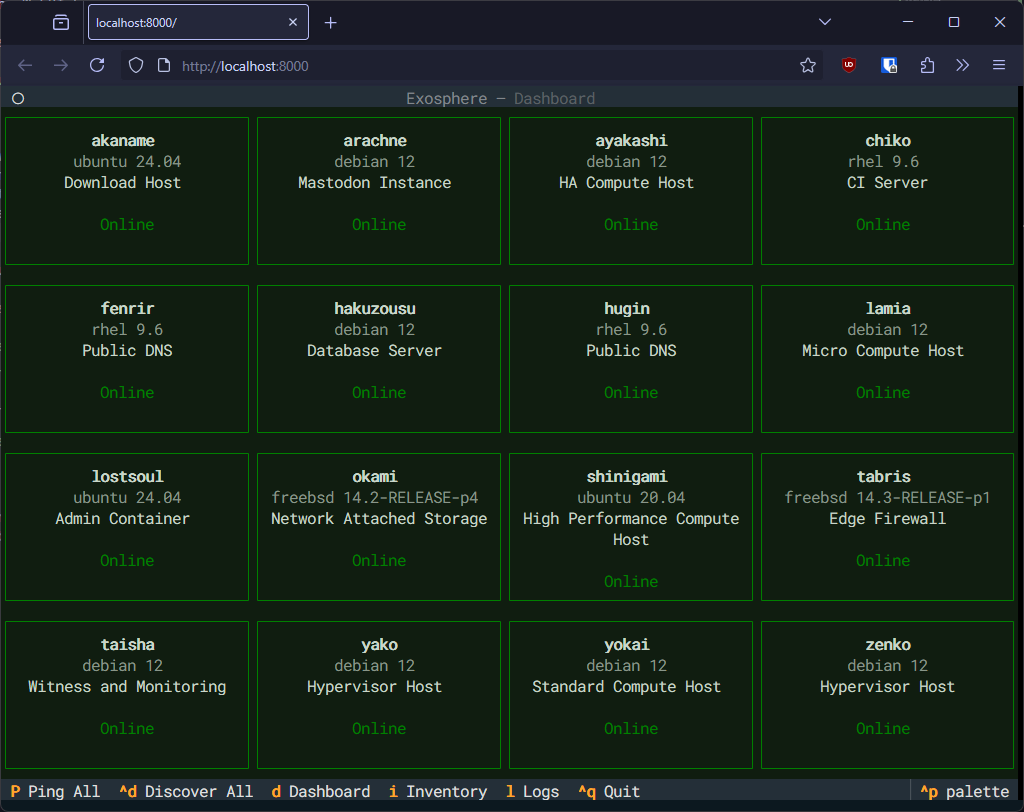 Example of Exosphere WebUI
